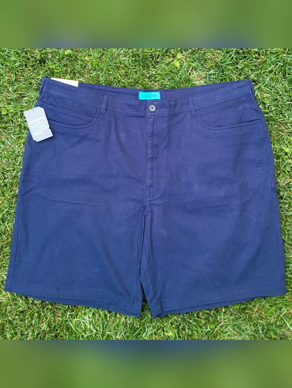 NWT Savane Mens Chino Shorts 9" Inseam "Total Eclipse" Navy Blue Size 42 (43W)